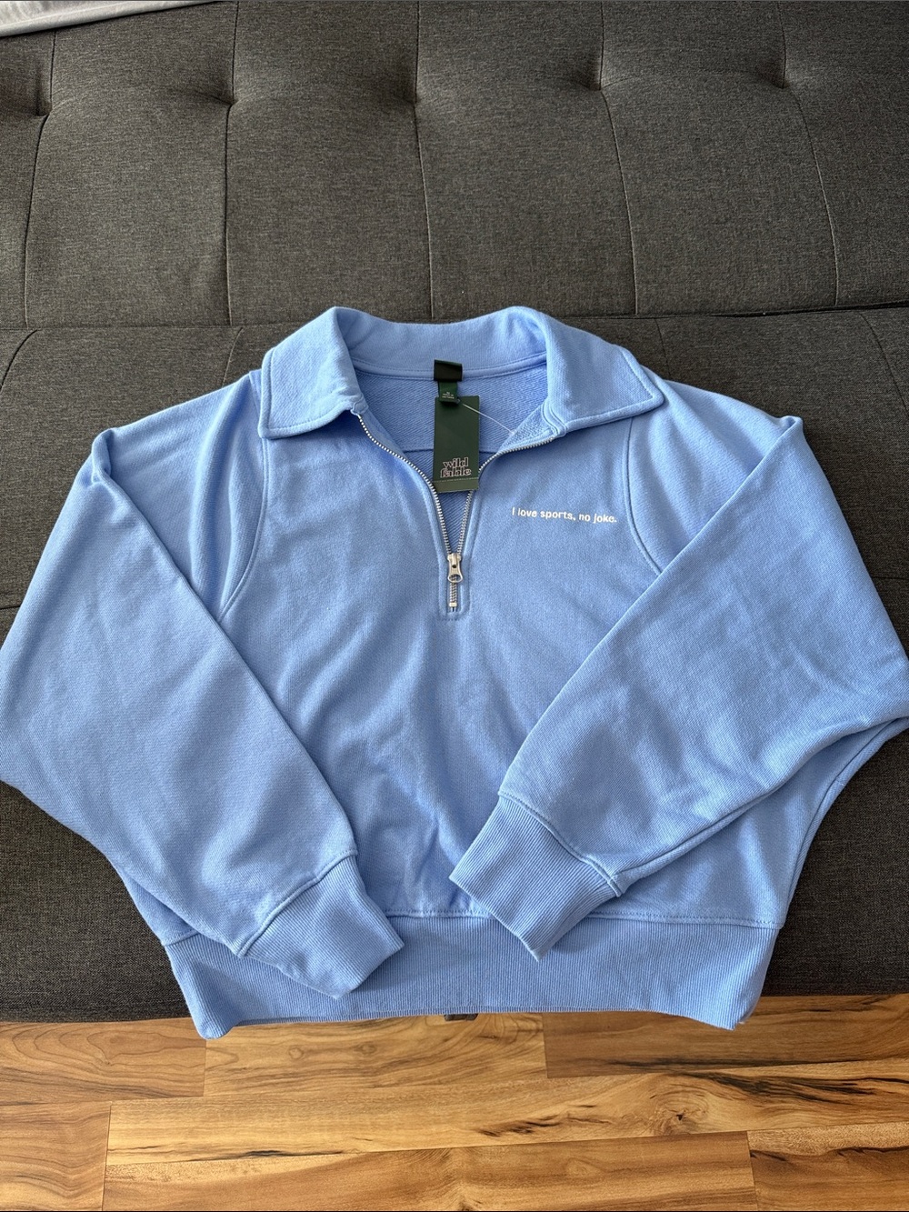 Light Blue Quarter-Zip unisex  Sweater